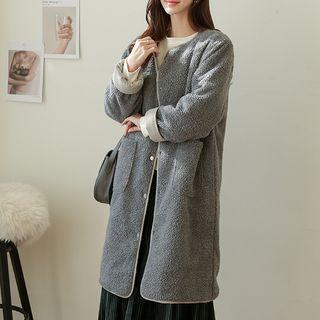 Reversible Snap-button Sherpa-fleece Padded Coat