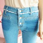 Button-front Boot-cut Jeans