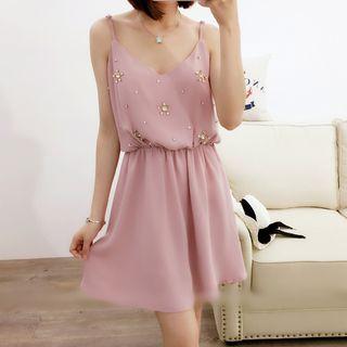 Embellished Strappy Chiffon Dress