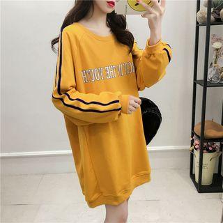 Lettering Contrast Trim Pullover Dress