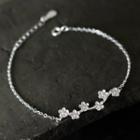 Sterling Silver Flower Accent Bracelet As Shown In Figure - One Size