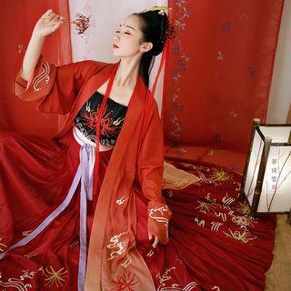 Hanfu Halter Top / Light Jacket / Maxi Skirt / Set
