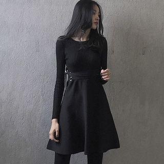 Long Sleeve Tie-waist A-line Dress