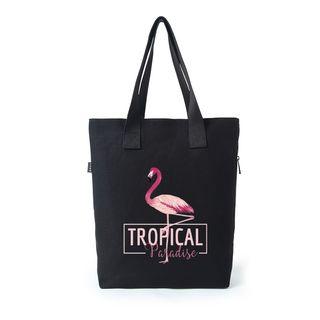 Flamingo Print Canvas Tote Bag