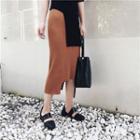 Asymmetric Knit Pencil Skirt