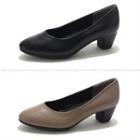 Genuine Leather Round-toe Pumps