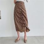 Shirred-front Floral Print Skirt