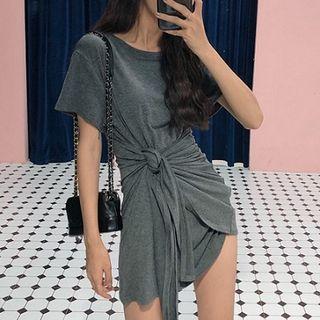 Knotted Short-sleeve Long T-shirt