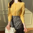 Pearl-button Color Cardigan