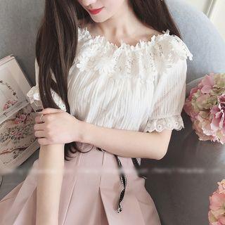 Crochet Lace Panel Off-shoulder Top