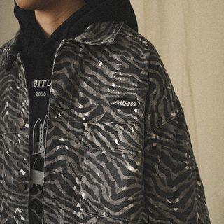 Couple Matching Zebra Print Cargo Jacket