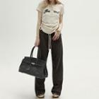 Short-sleeve Lettering T-shirt / Drawstring Loose Fit Pants / Mini Pencil Skirt