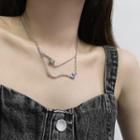 Asymmetrical Gemstone Necklace Silver - One Size