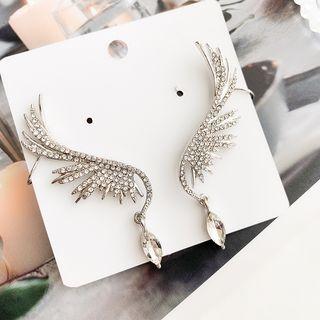 Alloy Rhinestone Wings Earring 1 Pair - Silver - One Size