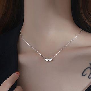 Bead Rhinestone Pendant Sterling Silver Choker Silver - One Size