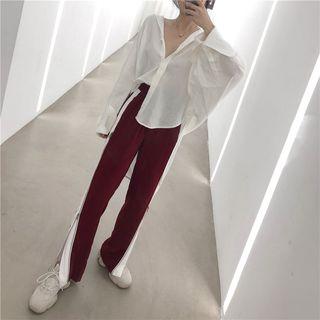 Long-sleeve Loose-fit Shirt / Side-zip Sweatpants