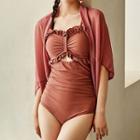 Spaghetti-strap Ruffled Swimsuit / Cover-up