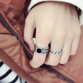 925 Sterling Silver Agate Ring J824 - Silver - One Size