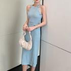 Set: Button-up Halter Top + Midi Pencil Skirt
