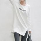 Lettering Long Sleeve Long T-shirt