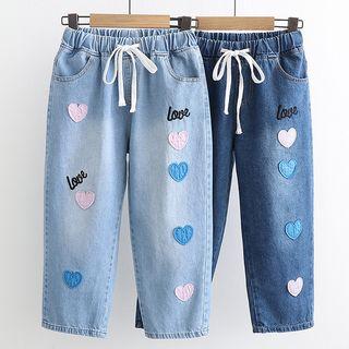 Cropped Wide-leg Heart Jeans