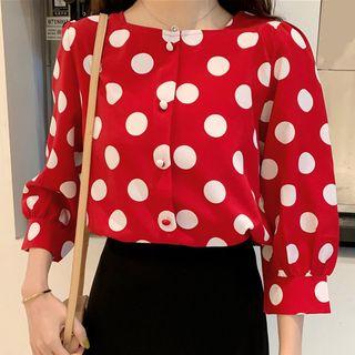 3/4-sleeve Polka Dot Blouse