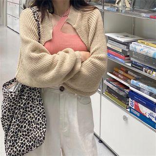 Halter Knit Camisole / Open-front Knit Cardigan