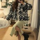 Zebra Pattern Fleece Coat Zebra - One Size