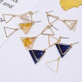 Non-matching Acetate Alloy Triangle Dangle Earring