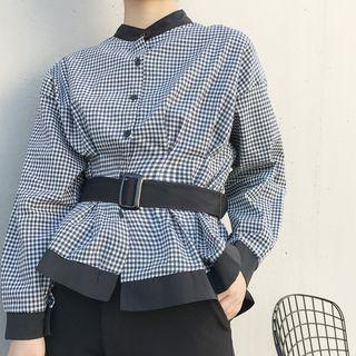 Tie Waist Check Blouse