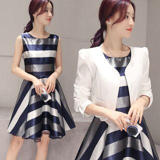 Set: Jacket + Striped Dress