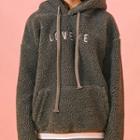 Elbow-patch Hooded Sherpa-fleece Pullover
