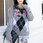 Sequined Sweater Light Gray - One Size