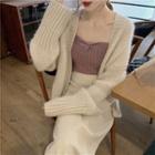 Strapless Knit Top / Cable Knit Cardigan