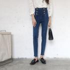 Double-breasted High-waist Skinny Jeans
