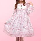 Cat Print Long-sleeve Dress