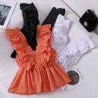 Sleeveless V-neck Ruffled Peplum Top