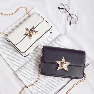 Rhinestone Star Buckle Chain Strap Shoulder Bag