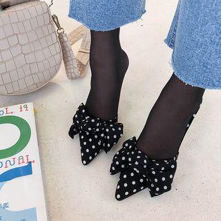 Bow Polka-dot Stiletto Mules