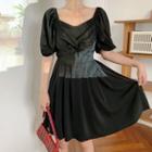 Bubble Sleeve Off-shoulder A-line Dress