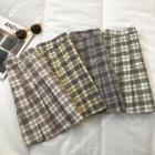 Check High-waist A-line Pleated Skirt