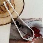 Faux Pearl Necklace White - One Size