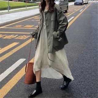 Drawstring Utility Jacket Olive Green - One Size