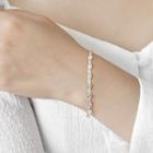 925 Sterling Silver Chained Bracelet Platinum - One Size