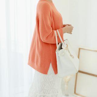 Crewneck Pointelle Sweater