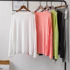 Long-sleeve Cold Shoulder Sheer T-shirt