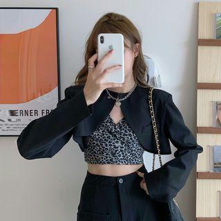 Spaghetti Strap Print Top / Blazer / Midi Skirt