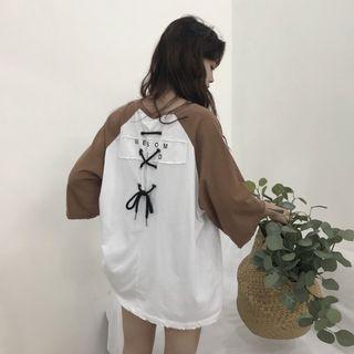 3/4-sleeve Printed Oversized Top