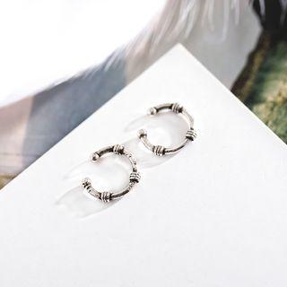 925 Sterling Silver Retro Cuff Earring Gunmetal - One Size