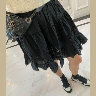 Inset Shorts Laced Tiered Skirt